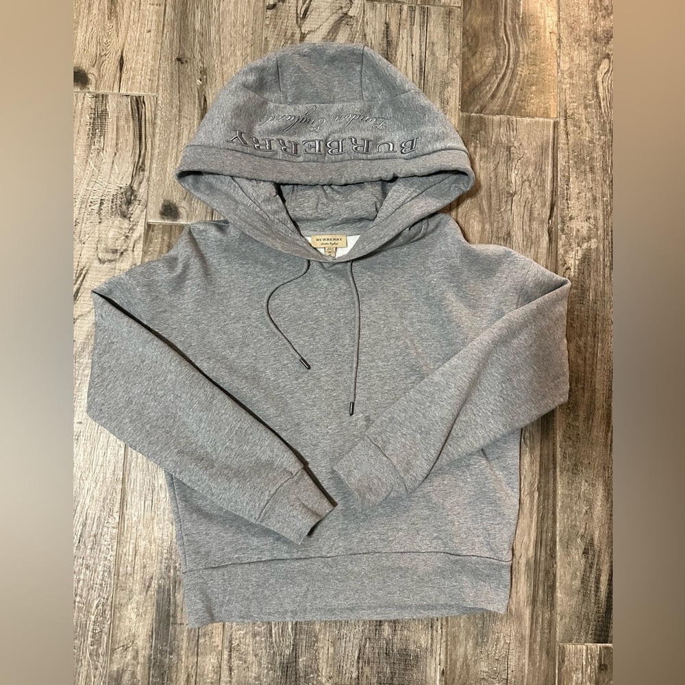 Women’s Grey Burberry Hoodie in XS